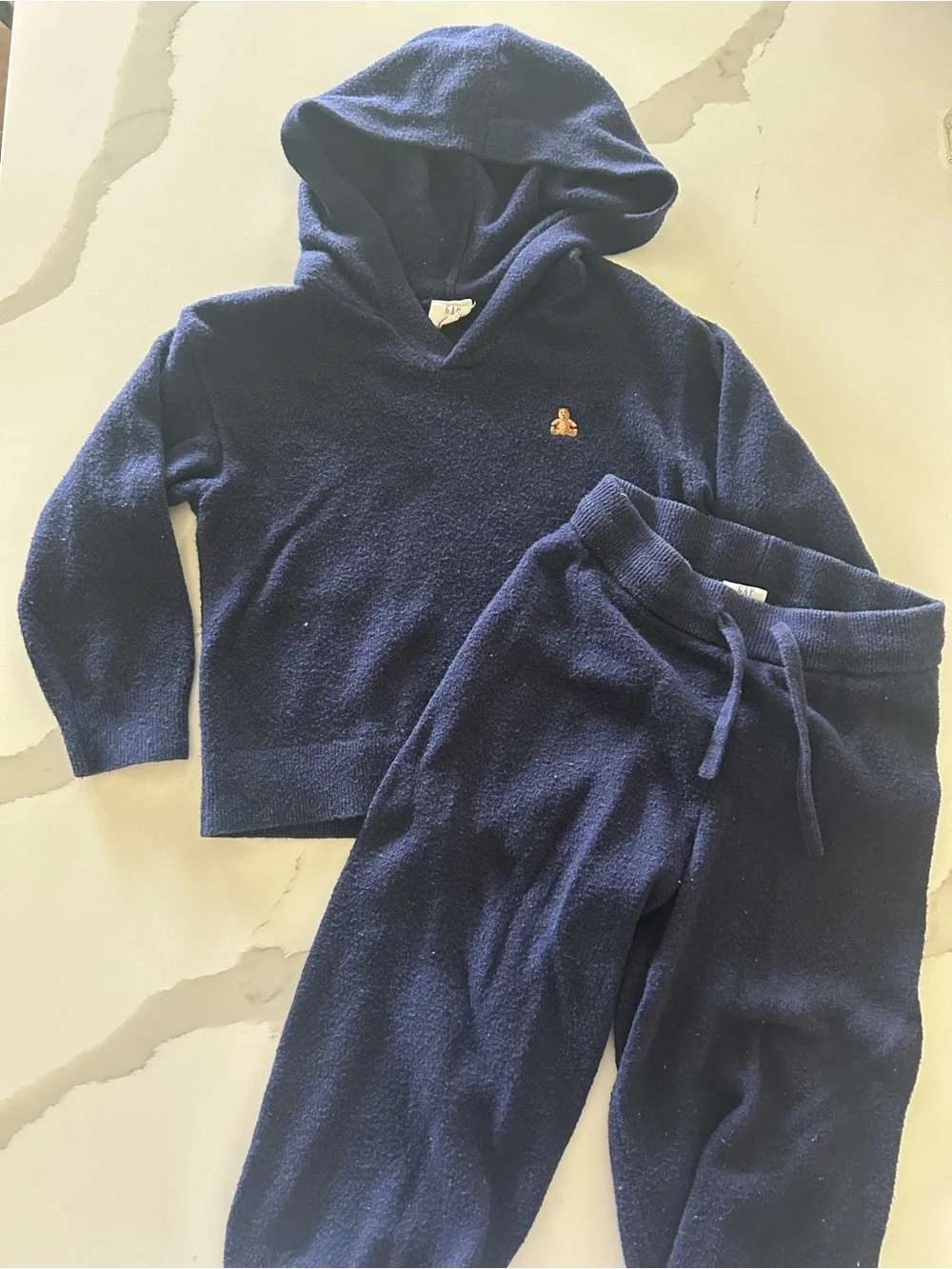 GAP Navy Hooded Knit Sweatshirt & Joggers Kids Set